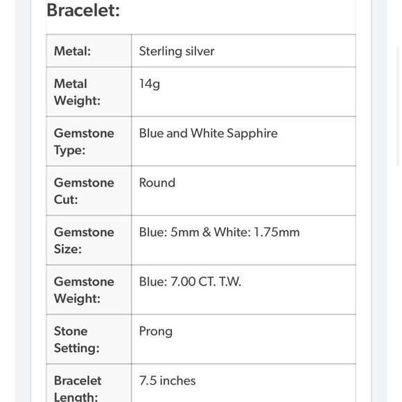 Blue and White Sapphire Bracelet in Sterling Silver - Picture 4 of 4